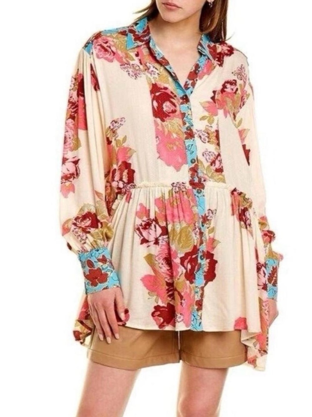 NWT Free People Brunch A Bunch Floral Babydoll Tunic Top XS